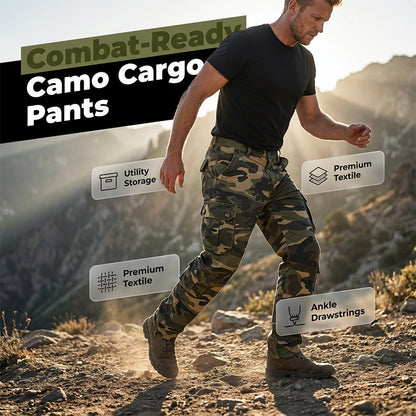 👖  Férfi outdoor terepszínű cargo nadrág – Tartós ripstop anyag, több zseb és megerősített térdrészek – ideális túrázáshoz, vadászathoz vagy munkához 🌲