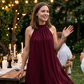 👗 Nyakpántos, aszimmetrikus ruha – lebegő, laza szabás, modern szegély 💃