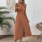🍊👗Retro pöttyös, nyakpántos ruha