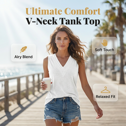👚  Női V-nyakú, ujjatlan top – puha, réteges gallérral, mindennapi elegancia 🌸