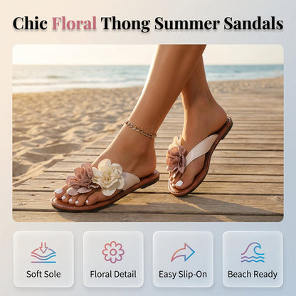 👡 🌸 Női lapos talpú, virágmintás strandszandál – Könnyű, kényelmes és tökéletes a strandra és a nyárra ☀️