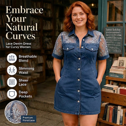 👗 Női áttetsző csipkés denim miniruha – kontrasztos textúra, aranyos és klubba való ✨