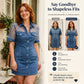 👗 Női áttetsző csipkés denim miniruha – kontrasztos textúra, aranyos és klubba való ✨