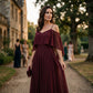 👗 Női elegáns, vállakat szabadon hagyó, lebegő maxi ruha – vállakat szabadon hagyó, derékban szűkített, spagetti pántos ✨