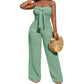 Női jumpsuit, vállpánt nélküli, magas derékú, széles szárú