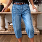 ⏰Női Casual Nyújtható Cropped Farmernadrág