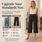 💖 Női Magas Derekú Rugalmas Cropped Nadrág – 6 szín | S–2XL | Széles Szárú | Casual Chic