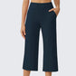💖 Női Magas Derekú Rugalmas Cropped Nadrág – 6 szín | S–2XL | Széles Szárú | Casual Chic