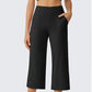 💖 Női Magas Derekú Rugalmas Cropped Nadrág – 6 szín | S–2XL | Széles Szárú | Casual Chic
