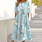 👗🌸Elegáns, virágmintás női ruha, kerek nyakkivágással és hosszú ujjúval