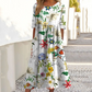 👗🌸Elegáns, virágmintás női ruha, kerek nyakkivágással és hosszú ujjúval