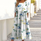 👗🌸Elegáns, virágmintás női ruha, kerek nyakkivágással és hosszú ujjúval