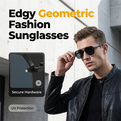 💥Pro-Favorite Férfi Stílusos Geometrikus Poligon NapSzemüveg – Fém és PC Keret – UV400 Védelem 🕶️