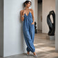 Női, nagy méretű, nyakpántos, redős jumpsuit
