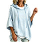 👚Női Bő Szabású Csíkos Kapucnis Pulóver Casual 3/4 Ujjú Hoodie – Könnyed Kényelem a Mindennapi Stílushoz
