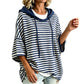 👚Női Bő Szabású Csíkos Kapucnis Pulóver Casual 3/4 Ujjú Hoodie – Könnyed Kényelem a Mindennapi Stílushoz