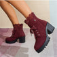 👢 Lace-Up Style, Stable Steps | Women's Chunky-Heel Ankle Booties✨𝘉𝘶𝘺 𝘢𝘯𝘺 2 𝘢𝘯𝘥 𝘨𝘦𝘵 𝘢𝘯 𝘦𝘹𝘵𝘳𝘢 8% 𝘥𝘪𝘴𝘤𝘰𝘶𝘯𝘵