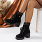 👢 Lace-Up Style, Stable Steps | Women's Chunky-Heel Ankle Booties✨𝘉𝘶𝘺 𝘢𝘯𝘺 2 𝘢𝘯𝘥 𝘨𝘦𝘵 𝘢𝘯 𝘦𝘹𝘵𝘳𝘢 8% 𝘥𝘪𝘴𝘤𝘰𝘶𝘯𝘵